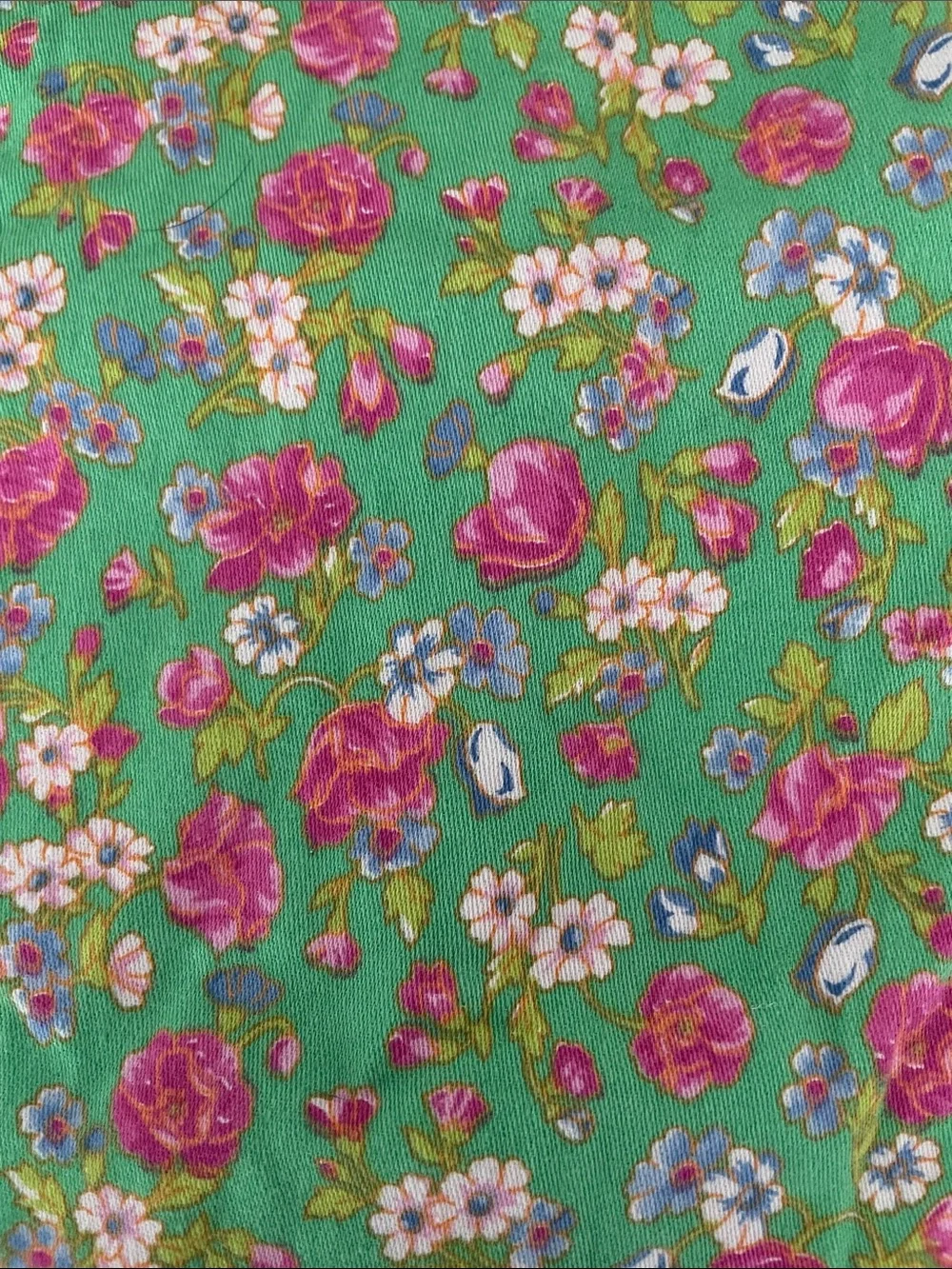 Ralph Lauren Girl’s Green Floral Button-Front Sundress with Pink Accents Size 12